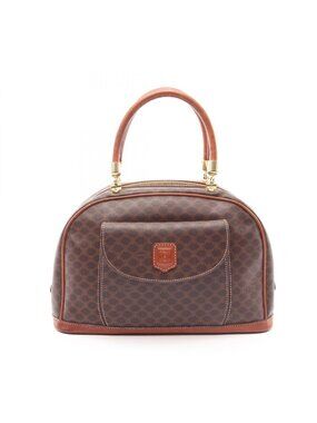 Celine Macadam Brown Canvas Leather Handbag